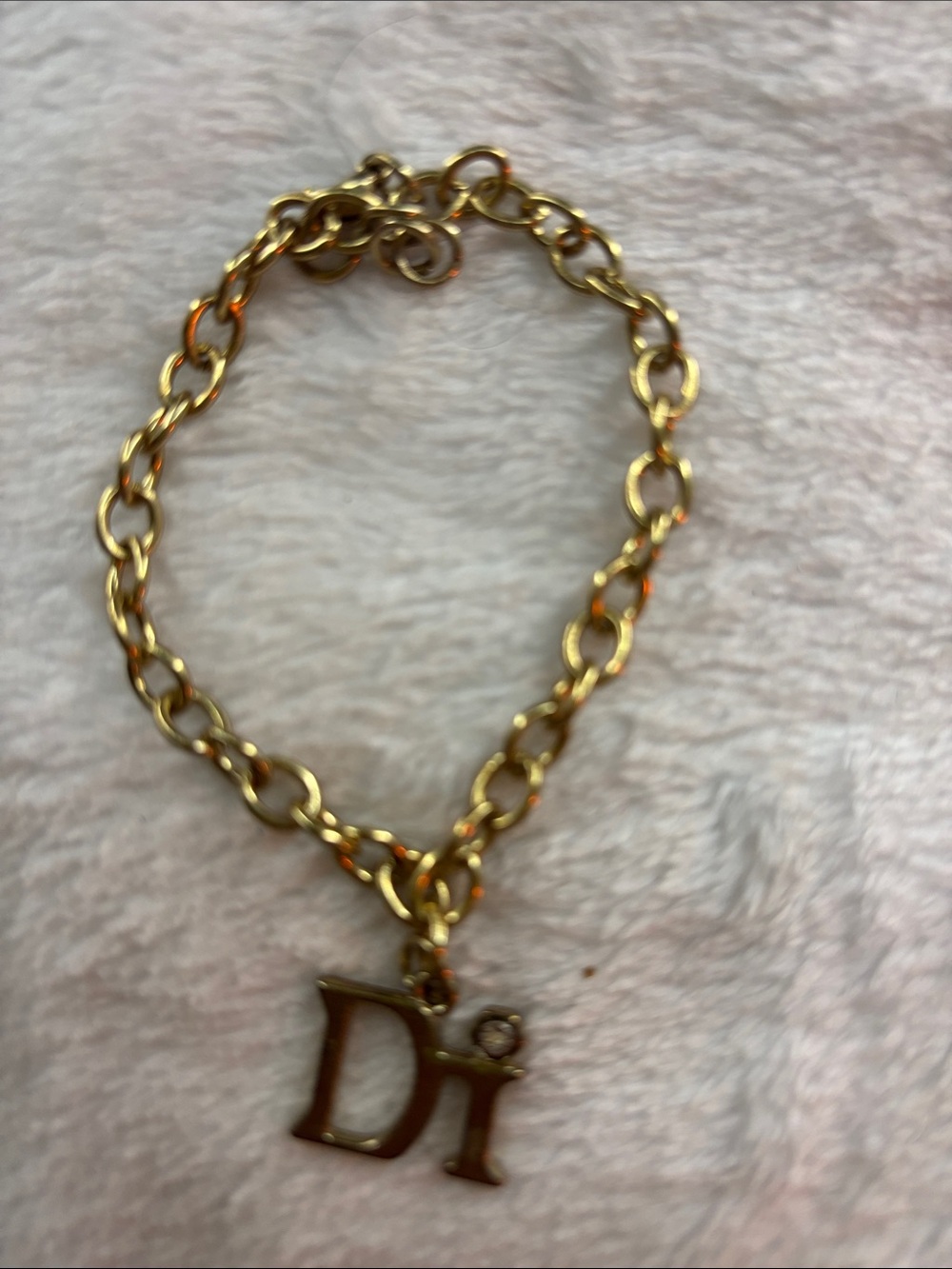 Gold-Tone Chain Bracelet with 'Di' Charm